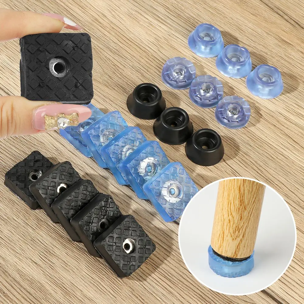 10 Stück klare, weiche Möbel, Stuhl, Tischfüße, Beinunterseite, rutschfeste, rutschfeste Gleiter, Holzbodenschutz, geräuscharme Schraubunterlage Image