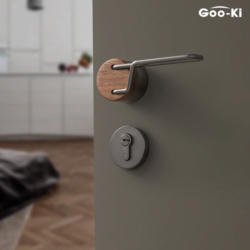 GOO-KI Original Design Schwarz Nussbaum Türschloss für Schlafzimmer Tür Sperren Innen Tür Griff Möbel Sicherheit Tür Griff Lockset
