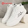 Marke Herren High Top Sneakers Herzschlag Design Casual Sportschuh Weiß Rot Einzigartige herzförmige Zapatillas Deportivas Größe 37-46