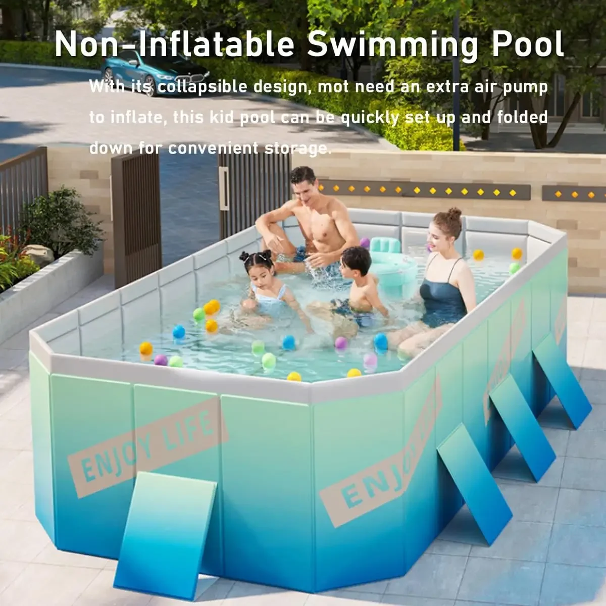 Piscine pliable, piscine extérieure non gonflable pour enfants et adultes, piscine portable à coque en plastique dur, piscine pour enfants,