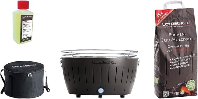 LotusGrill - Sonderpaket BBQ XL Schwarz (cm 43,5) mit 2,5 Kg Holzkohle und Brenngel Image