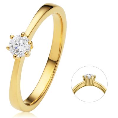 Diamantring ONE ELEMENT "0.2 ct Diamant Brillant Ring aus 585 Gelbgold" Gr. 50, gold, Fingerringe, Damen, 50, Gelbgold 585-Diamanten, Gelbgold 585, Diamanten, Damen Gold Schmuck Image