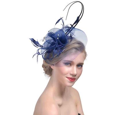 Fascinators Hats Headwear Organza Polyester / Polyamide Bucket Hat Party / Evening Holiday Vintage Style With Rhinestone Headpiece Headwear