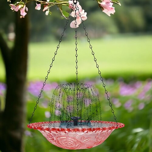 hängendes Vogelbad mit Solar-Springbrunnenpumpe, Vogelbad für draußen, Solar-Vogelbad, multifunktionales Becken, Kolibri-Futterspender für Vögel, für Hinterhof, Terrasse, Garten, Hofdekoration