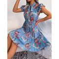 Damen Midikleid Wickelkleid Sommerkleid A Linie Kleid Urlaub Urlaub Täglich Regular Fit Blumen Kurzarm Hemdkragen Rosa Blau Grün Sommer