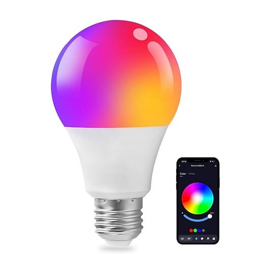 A19 E27 RGB Smart-LED-Lampe – Bluetooth WiFi Farbwechselnd dimmbar 10W LED-Lampe mit Musik-Sync Funktioniert mit Tuya APP