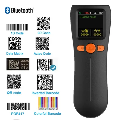 Wireless Portable 2D Bluetooth Barcode Scanner Mini Pocket QR Code Reader with Screen Image Reader