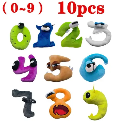 10Pcs 0-9 Number Lore Plush Toy Character Doll Kawaii Stuffed Animal Alphabet Lore Plushie Toys for Children Educational Gifts