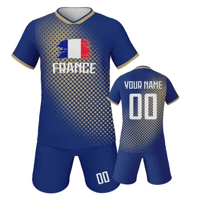 France Kids Football Jersey Custom Soccer Kit Youth Team Uniform Personalized Name Number Training