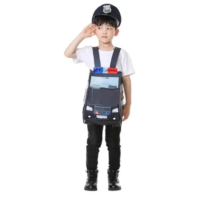 New Children's Police Car Play Costume Halloween Children's Performance Costumes Quirky Alternative