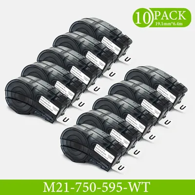 1-10PK Compatible for Brady BMP21-Plus M21-750-595 19.1mm Black on White 3/4' Vinyl Label Cartridge