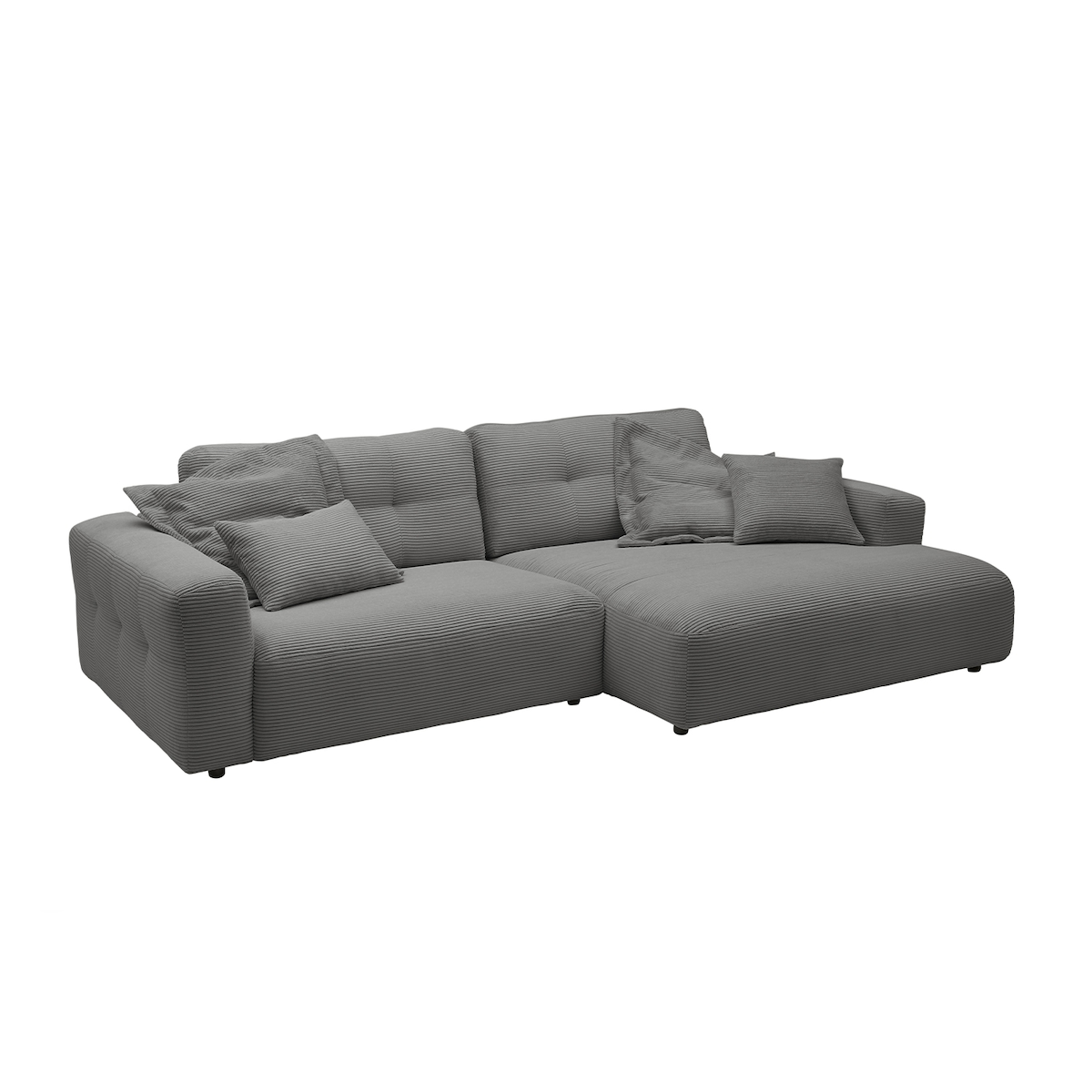 KAWOLA Sofa MIKA Ecksofa Cord grau Longchair rechts Image
