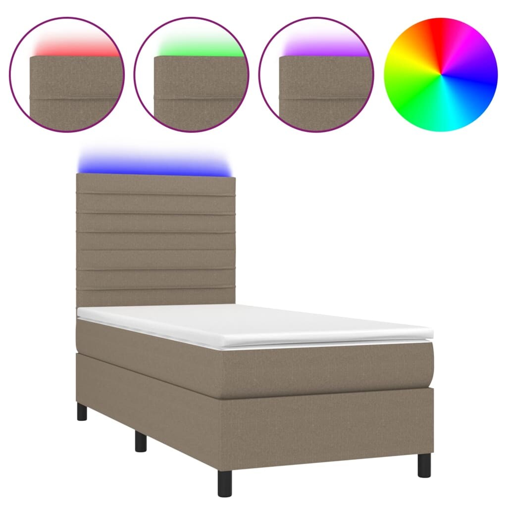 vidaXL Boxspringbett mit Matratze & LED Taupe 80x200 cm Stoff Image