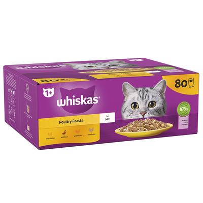 80x85g Poultry Feasts in Jelly 1+ Whiskas Wet Cat Food