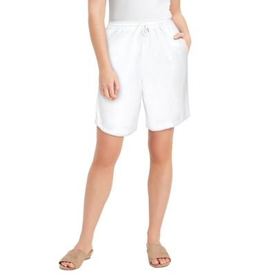 Plus Size Women's French Terry Shorts by June+Vie in Bright White (Size 18/20)