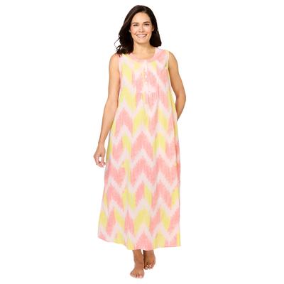 Plus Size Women's Dreams & Co® Bib Lounger by Dreams & Co. in Pink Chevron (Size 5X)