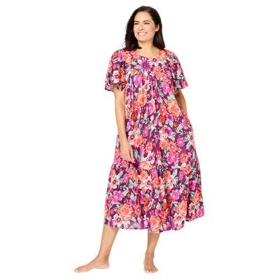 Plus Size Women's Only Necessities® Gauze Lounger by Only Necessities in Boysenberry Floral (Size 2X)