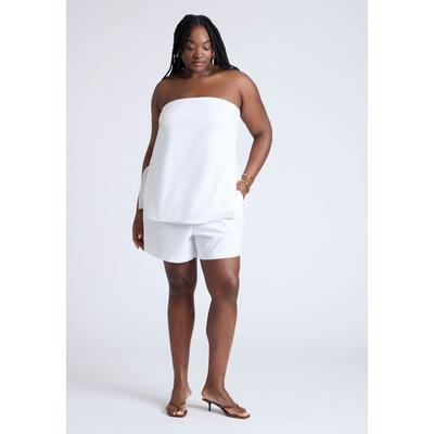 Plus Size Women's Easy Pull On Linen Blend Short by ELOQUII in Black Onyx (Size 20)