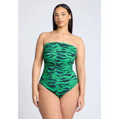 Plus Size Women's Green Zebra Stripe Suit by ELOQUII in Green Zebra (Size 14)