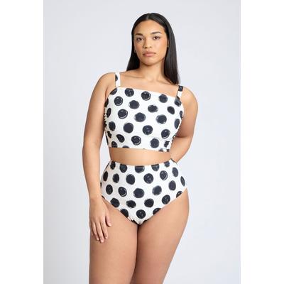 Plus Size Women's High Waisted Bikini Bottom by ELOQUII in Black White Dot (Size 28)