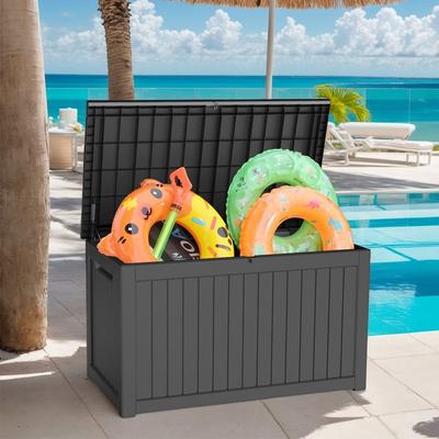 230-Gallon Outdoor Storage Box, Durable Deck Box with Reinforced Steel, Waterproof & UV-Resistant