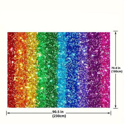 TEMU 1pc Polyester Rainbow Party Backdrop â€“ Glittering Event Photo Background Cloth For Use â€“ No Electricity Needed Banner Decoration