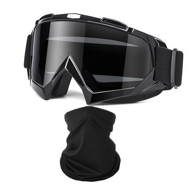 TEMU 1pc Tpu Frame Motorcycle Goggles With Bandana - Anti Uv Dustproof Anti Fog Motocross Riding Goggles With One-piece Molded Pc For Men And Women - Wipe With Cloth Care Instructions