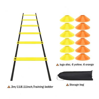 TEMU 1 Set Pe Agility Ladder For Training, Horizontal Ladders With Cones, Soccer & Basketball Drill Equipment, Football Fitness Training Gear