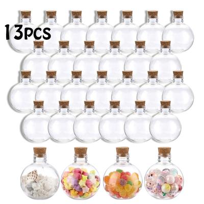 TEMU 13- Round Plastic Bottles With Corks, 5 Oz Hand Wash Only Mini Potion Bottles With Funnels For Sand Art, Essential Oils, Candy, Diy Crafts, Wedding & Home Decor