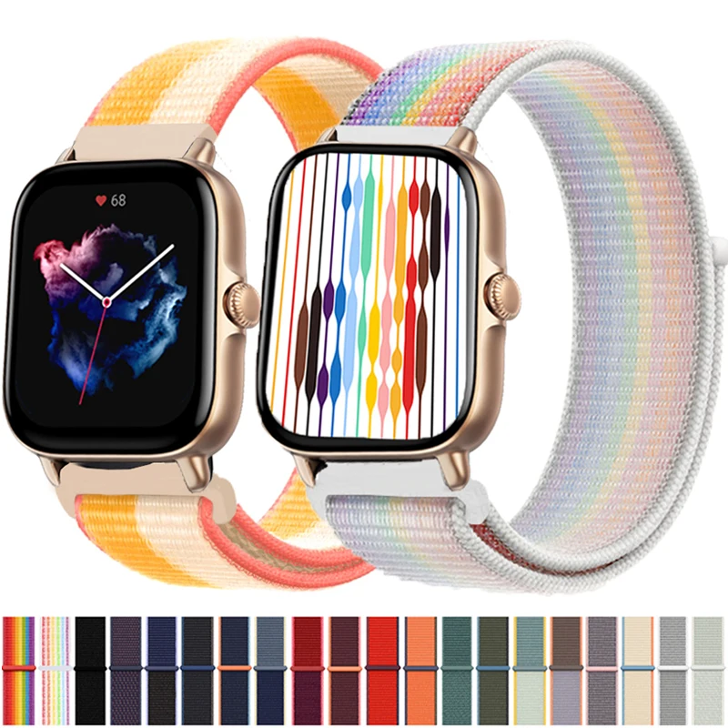 20mm 22mm Uhren armband für amazfit gts/2/3/pro/4/2e/gts2 mini/gtr 42mm/47mm/gtr2/2e/stratos Nylons ch laufen armband amazfit bip gurt Image