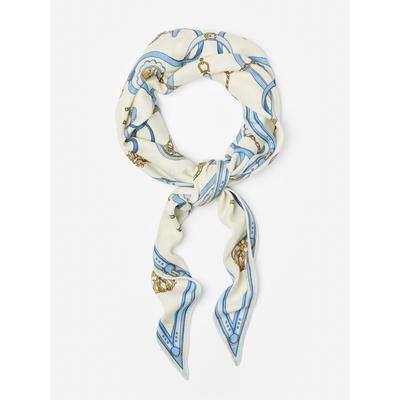 J.McLaughlin Women's Sarita Scarf in Fairfax Crest Corner Off White/Blue | Cashmere/Silk