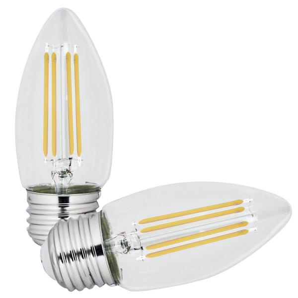Feit Electric 31199 - TORPEDO CL 60W 35K DIM FIL 2PK Decorative Chandelier Antique Filament LED Light Bulb