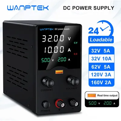 Wanptek DC Lab Power Supply 32V 62V 120V 160V Adjustable Switching Power Supply with 5V 2A USB