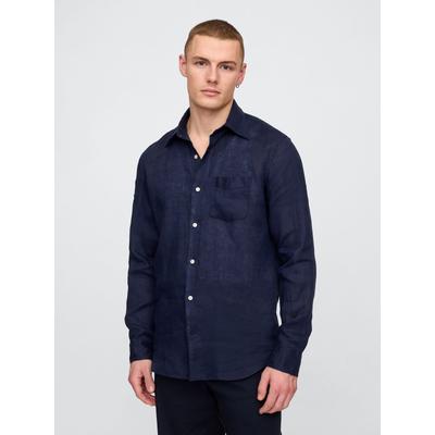 Gap Dark Blue 100% Linen Long Sleeve Classic Shirt