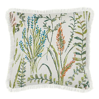 Josephine Sunbrella Fringed Outdoor Pillow - Mineral, 12