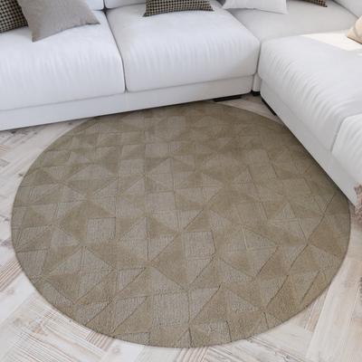 Wollteppich WECON HOME "Hamptons THIRTYSEVEN", beige (sand beige), H:15mm Ø:200cm, Schurwolle, Teppiche, Schurwolle, Kurzflor, Wohnzimmer, elegant, geometrisches Muster Image