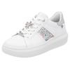 Plateausneaker RIEKER SPORT, Damen, Gr. 40, weiß multi, schmucklibelle, Leder, kontrastfarbene Details, casual, Schuhe, mit stylischen Metallic-Details, Freizeitschuh, Halbschuh, Schnürschuh