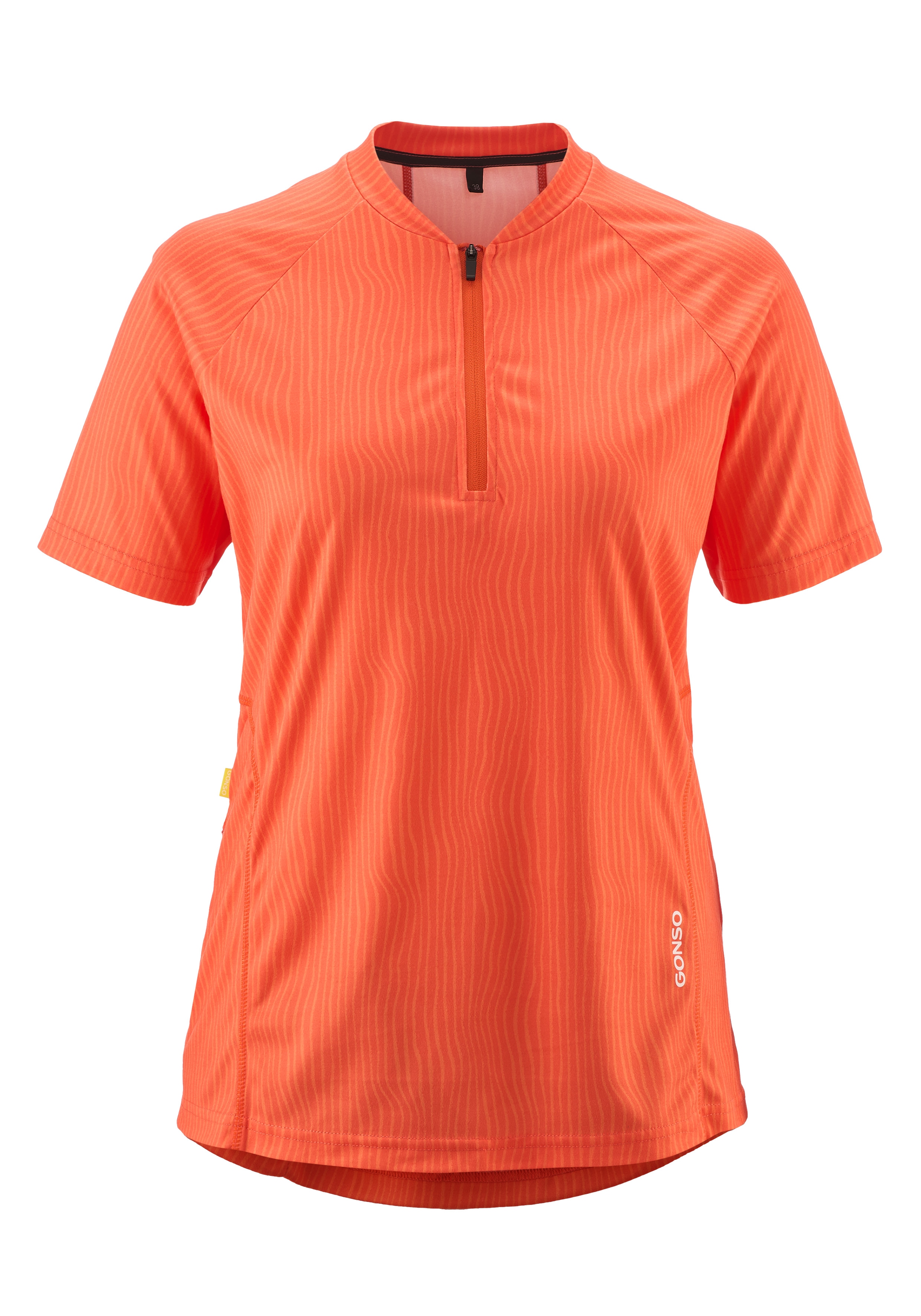 Radtrikot GONSO "Adventure Jersey Soft Touch W", Damen, Gr. 38, rot (hellrot), 100% Polyester (recycelt), Rundhals, Trikots, Angenehmes, weiches Tragegefühl Image