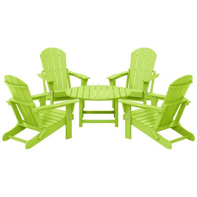 Polytrends Laguna Outdoor 5-Piece Adirondack Chair With Round Coffee Table Conversation Set