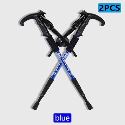 TEMU 2pcs T-type Aluminum Folding Trekking Poles With Shock Absorption, Non-slip Grip & Adjustable Height - Lightweight Outdoor Support For Hiking, Camping & Daily Fitness ( Stability)sticks