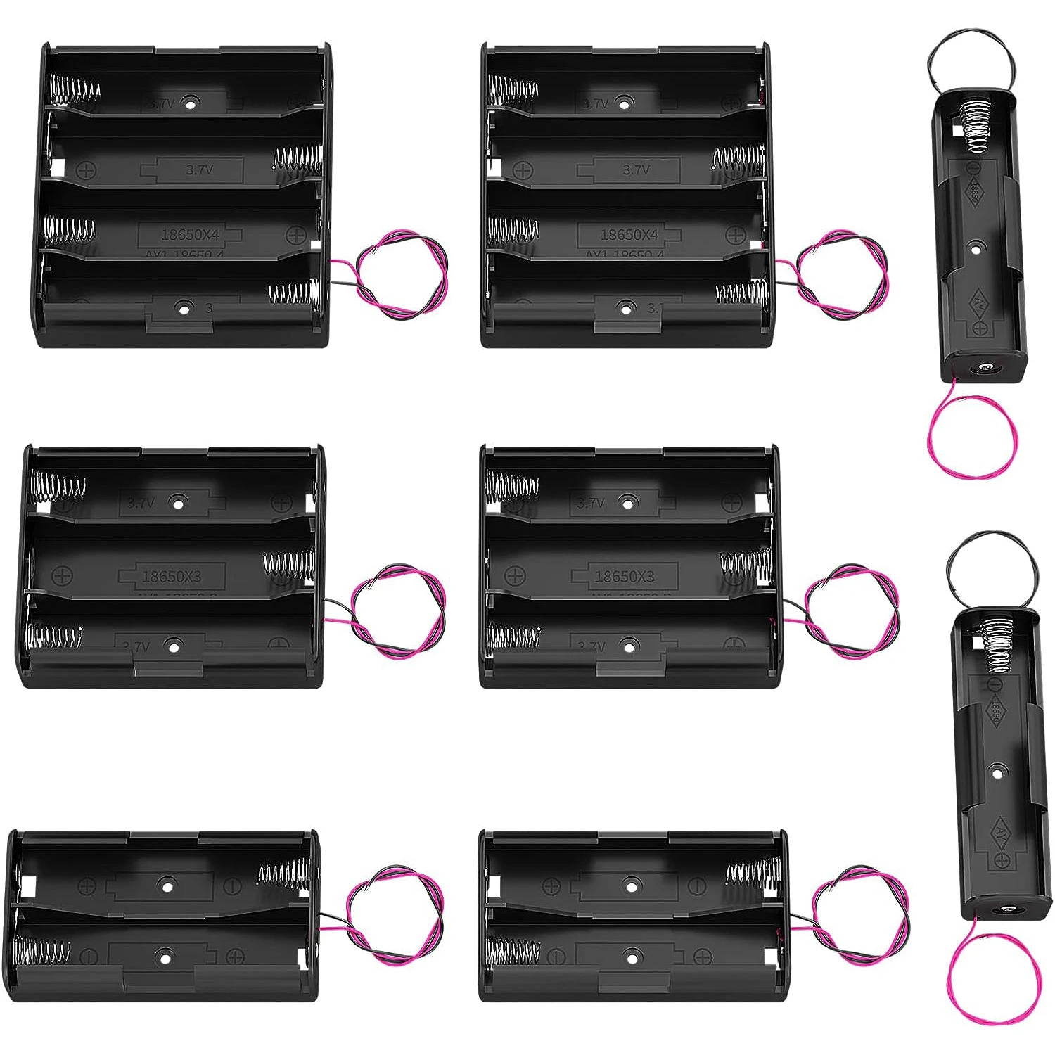 3 Stück 18650 Batteriehalter-Bundle mit Kabel 1 18650 Batteriehalter 3,7 V, 2 Batteriehalter 7,4 V, 3 Batteriehalter 11,1 V, 4 Batterien Image