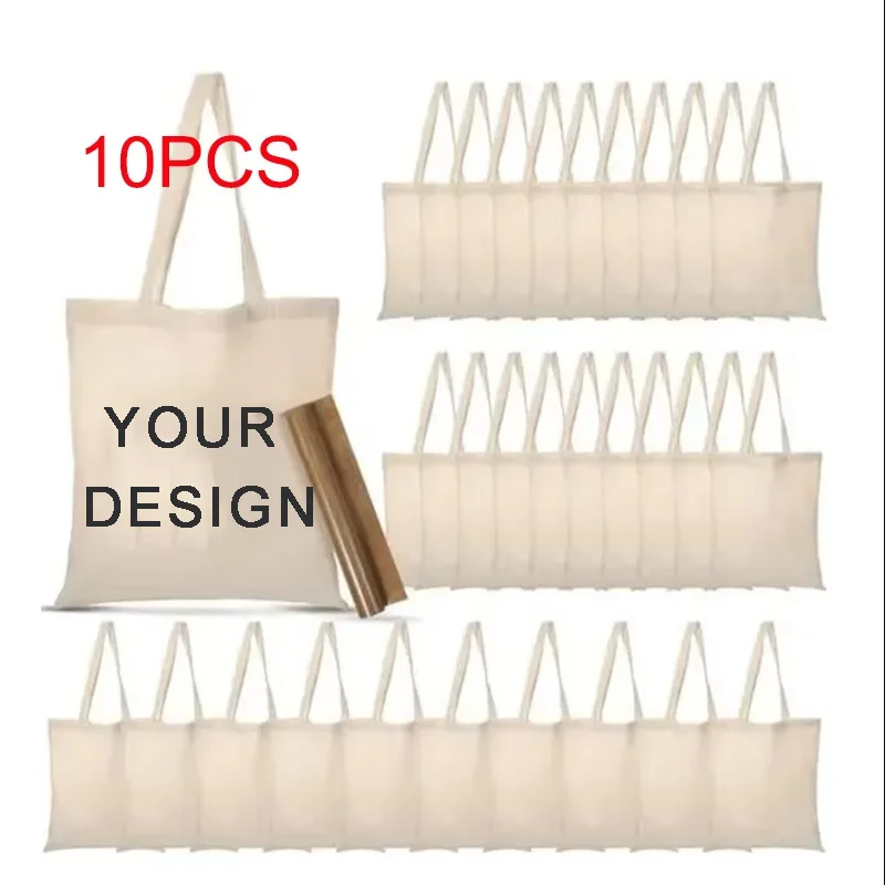Geestock 10 pezzi borsa tote in tela pieghevole borsa per la spesa ecologica borsa a tracolla causale borsa riutilizzabile per lo shopping