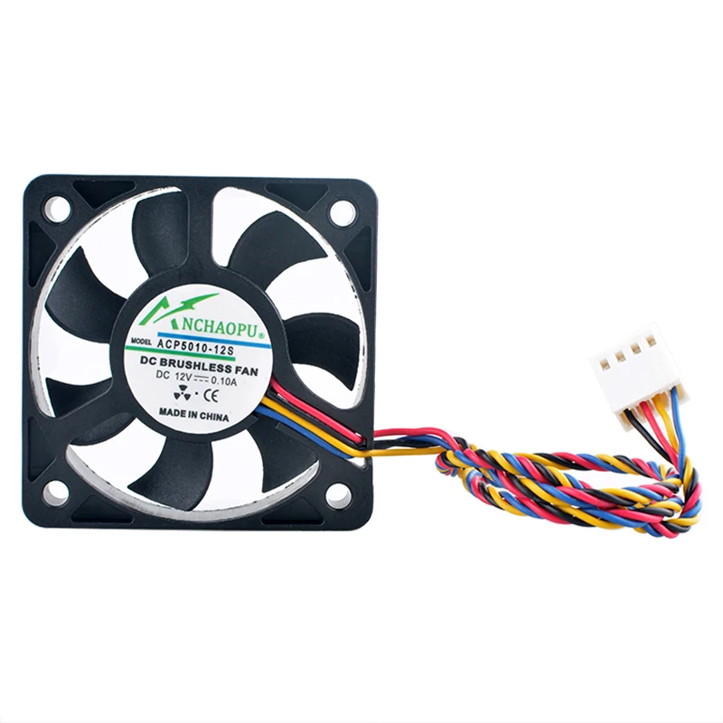 ANCHAOPU ACP5010-12S ACP5010-12PWM 5 cm 50 x 50 x 10 mm 50 mm Lüfter DC12 V 0,10 A 4-poliger leiser Lüfter für Gehäuse-CPU Image