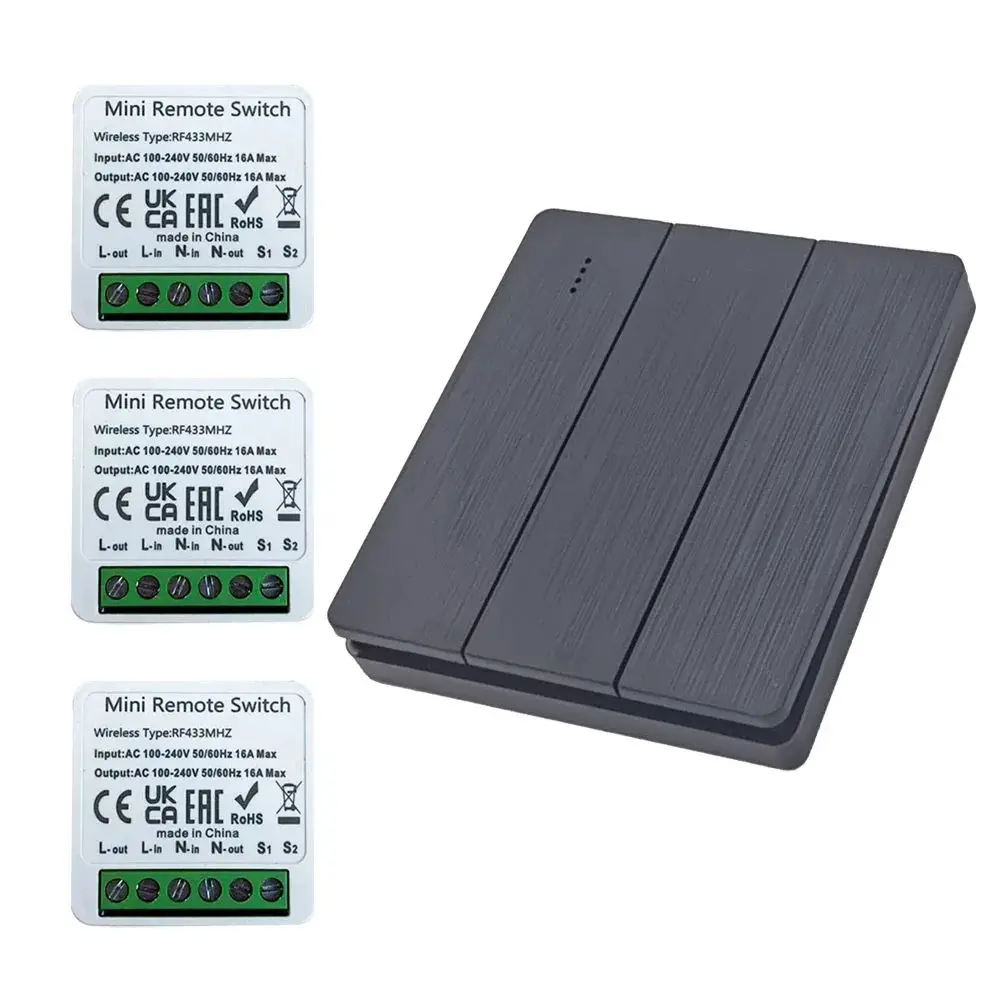 433 Mhz RF Wireless Smart Switch Licht 86 Wand Panel Schalter mit Fernbedienung Mini Relais Empfänger Hause Led Licht Lampe fan Image