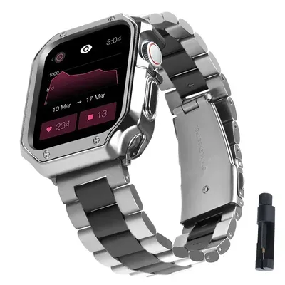 TPU-Schutzhülle + Metallarmband für Apple Watch Ultra Band 49 mm 45/44 mm 41 40/38 Edelstahlarmband Serie3 5 6 SE 7 8 9 10 Image