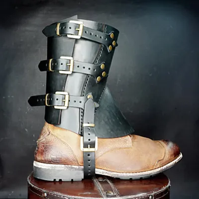 Mittelalterlicher Wikinger Piratenritter Stiefel Schuhüberzug LARP Krieger Samurai Cosplay Image