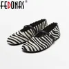 FEDONAS Neuheiten Damen-Schuhe aus Rosshaar, gemischte Zebrastreifen, modisch, schlicht, flache Schuhe, Absätze, täglicher Komfort, Freizeitschuhe, Slipper