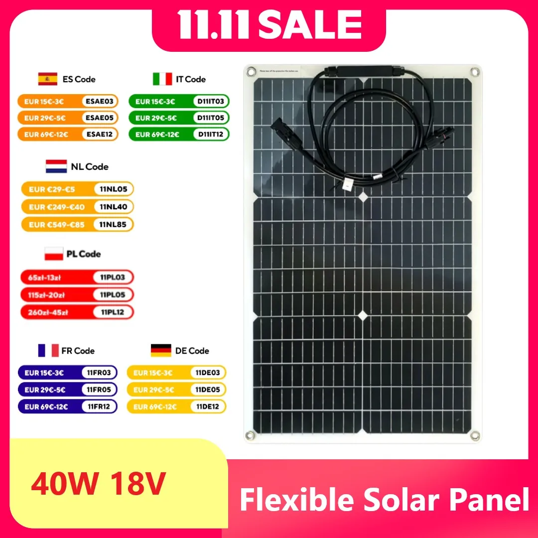 Powmr 40w Sonnen kollektoren flexibel 80w tragbare 120w Solarzelle 160w Solar platte Kits Boot Auto Home Camping Solaranlage Power Bank Image