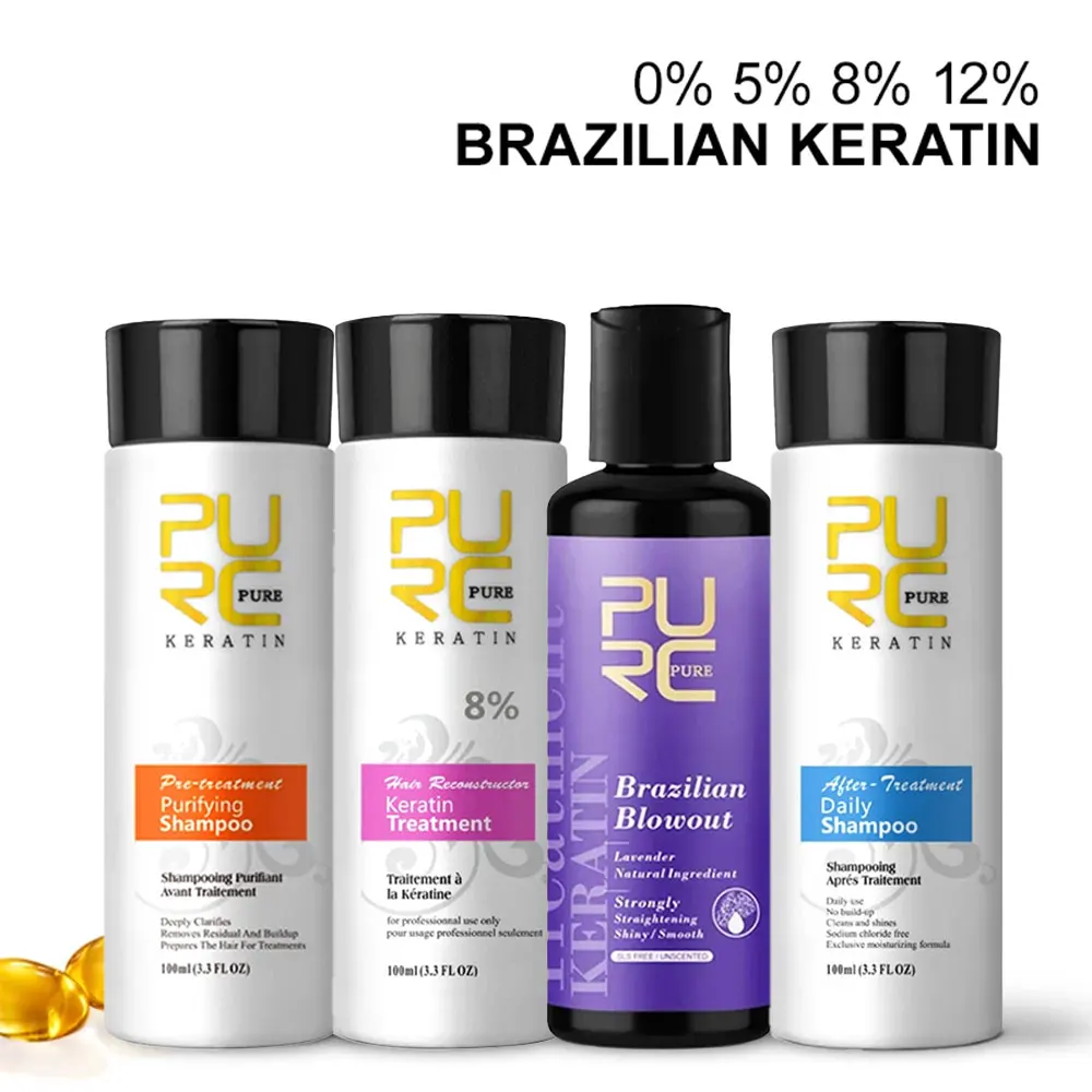 PURC Keratin Treatment Shampoo Conditioner Haarglättung Produkte Glättung Reparatur Haarmaske Lockiges Haar Glätten Pflege Image