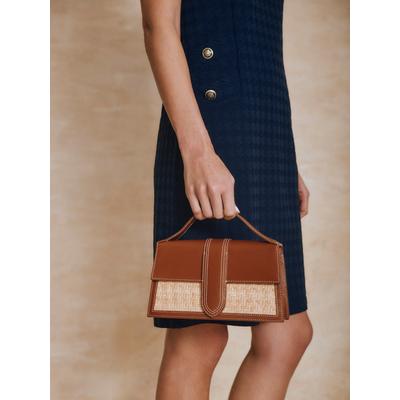J.McLaughlin Women's Fannie Wicker & Leather Handbag Brown/Natural